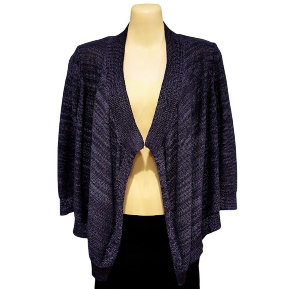Ann Taylor‎ LOFT Cropped, 3/4 Sleeve, Open Front Cardigan Sweater, Navy, Sz XS